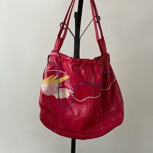 Stylish Red Leather Shoulder Bag.